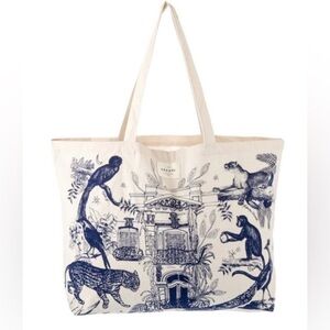 🎁🥂Like New Sezane Cream/Navy Canvas Travel Bag